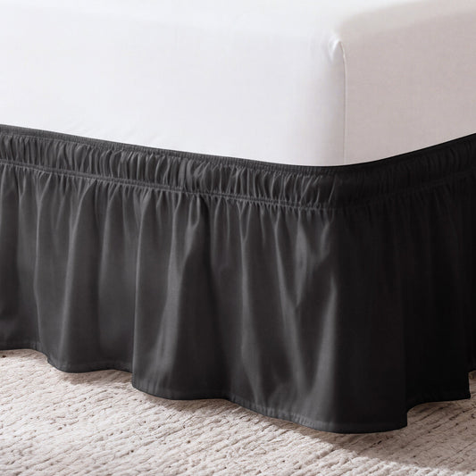 💖🛌 Elastischer Bettrock mit Rüschen – Einfach Anpassen, Perfekter 12-Zoll-Fall