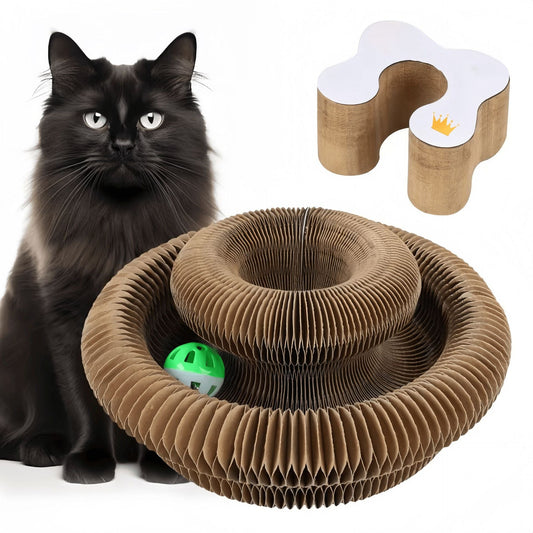 CATTON™0193|Langlebiger Akkordeon-Katzenkratzbaum und Nest – haarfrei, lustig und ein unverzichtbares Katzenspielzeug