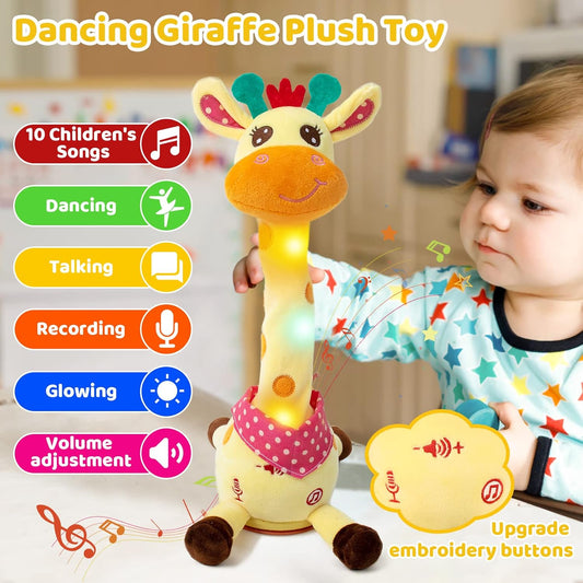 Snygg, sjungande och dansande musikalisk giraff av plysch