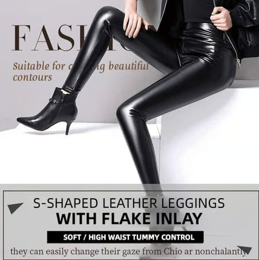 🎁 S-formade leggings i PU-läder