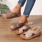 Nya enfärgade sommarsandaler med kil i vintagestil för kvinnor