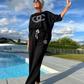 【🔥 Der heutige Super-Tiefpreis】⏳ Nur für kurze Zeit! ⏰ Zweiteiliges Damen-Freizeitset: Schlichte Bluse und weite Hose.