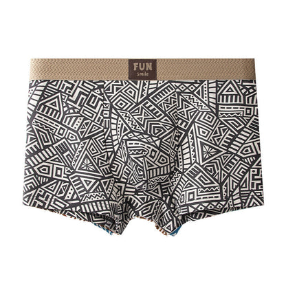 Vintage Herren-Boxershorts – Geometrischer Druck | Stilvolle, atmungsaktive und bequeme Retro-Unterwäsche