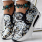 Andningsbara mesh-sneakers med blommönster – fotlänk ingår ej 