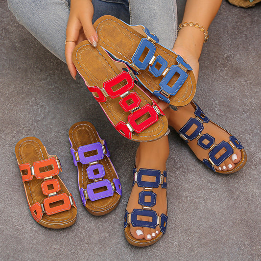 🔥 Neuheit 2026: Einfarbige Keilsandalen mit Cut-outs — Super bequem! 👍