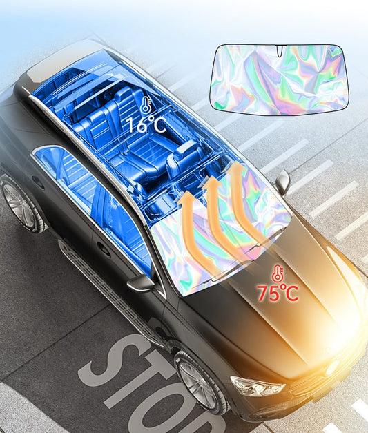 【🌞Sommer Essential】❄️Physikalische Kühlung🥶🌈 Laser-Sonnenschutz für die Auto-Frontscheibe