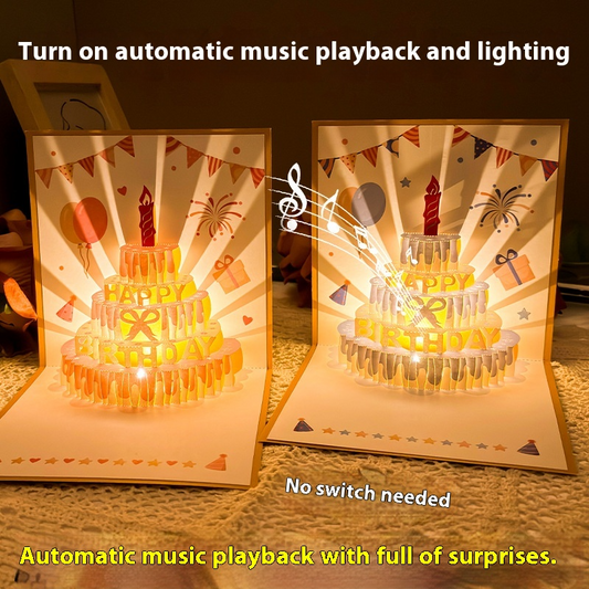 [🎁Utsökt födelsedagspresent] 3D-födelsedagskort med musik och ljus