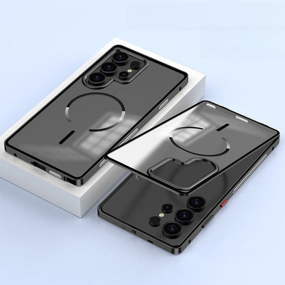 📱 Magnetic Metal Bumper Phone Case — Matte Back Protective Case with Snap-Lock Design ✨