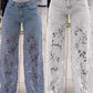👖Moderna jeans med spetskant