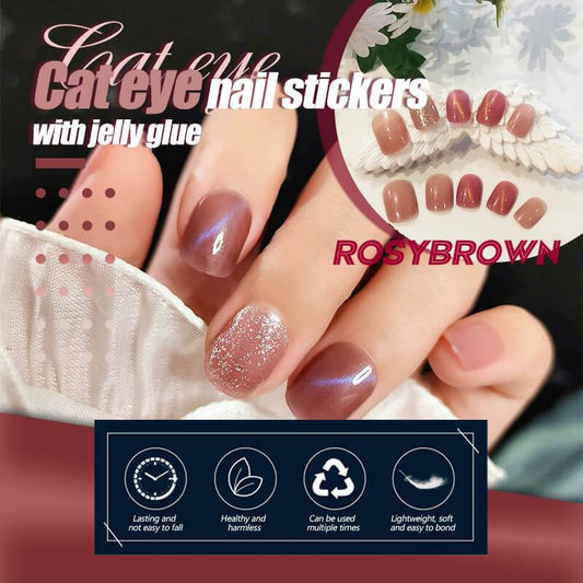 🔥Mystiska kattögon-nagellappar med gelégummi (24 stycken) 