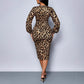 2026 Kleid mit Leopardenmuster und V-Ausschnitt