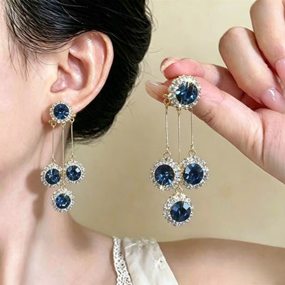 ✨ Lange Ohrhänger mit blauen Kristallen – Lassen Sie jeden Look funkeln
