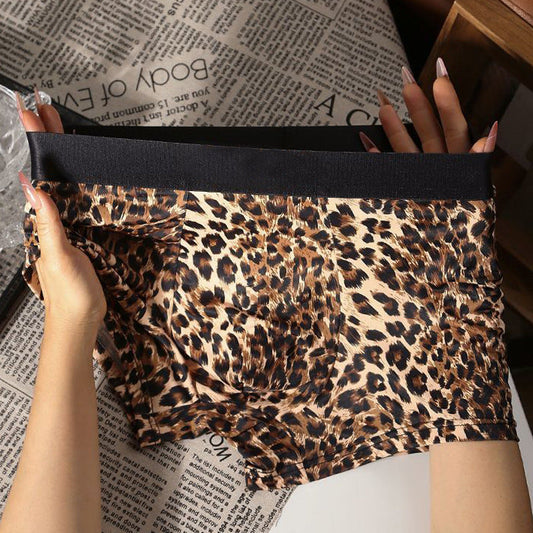 Luxuriöse Herren-Boxershorts mit Leopardenmuster – seidig weich, atmungsaktiv