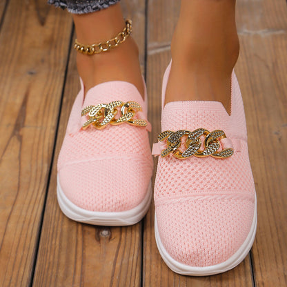 Dam vävda, andningsbara, casual kilklackade sneakers