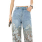【Originaldesign】 Vintage slim fit spetsjeans för kvinnor 