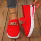 Dam vävda, andningsbara, casual kilklackade sneakers