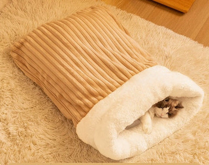 🐶Flauschige Pet-Schlafsack-Höhle – Extra warm für Kitten, Welpen & Kurzhaar-Rassen🐈