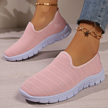 Andningsbara ortopediska stickade slip-on sneakers för kvinnor 