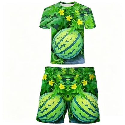 🍉 Lustiges T-Shirt-Set mit Wassermelonen-Print für einen lässigen Sommer-Look