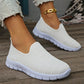 Andningsbara ortopediska stickade slip-on sneakers för kvinnor 