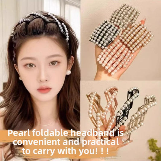 Elegantes, faltbares Reise-Haarband mit Perlenverzierung – Stilvoll und schlicht 🌺