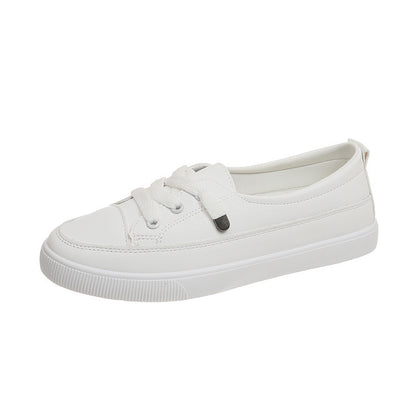 Weiße flache Schnürschuhe für Damen – atmungsaktive, weiche Innensohle