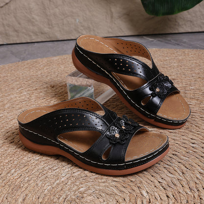 🌸 2026 Neu: Orthopädische Damen Sandalen – Blumen & Plateau
