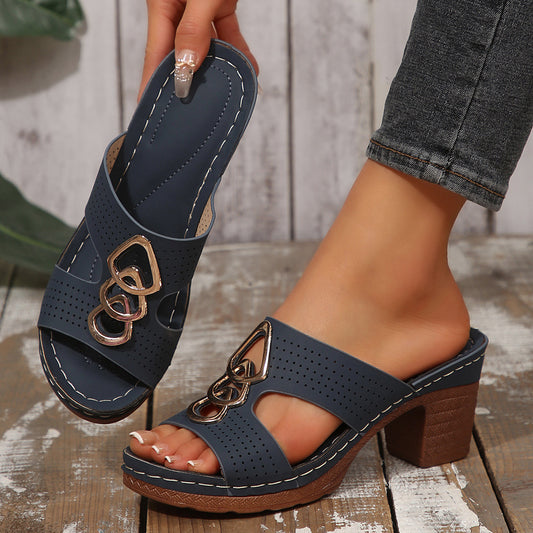 2025 Neue orthopädische Sandalen aus Leder mit Plateau und hohem Absatz für Damen