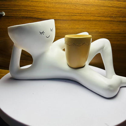🆕 Kreativer „Lazy Little Person“ Blumentopf aus Harz – Tischdeko & Wohnaccessoire 🌿✨