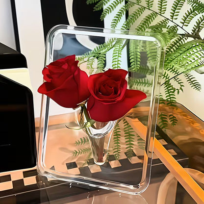 Acryl Bilderrahmen Vase 2026 Transparent Tischdeko Blumen Hydroponik Wohnzimmer
