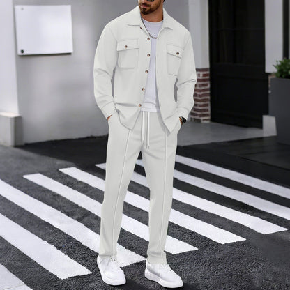 ⏰ Herren-Set aus Button-Down-Jacke und Hose aus Waben-Mesh – Lässige Passform, atmungsaktives Material und stylischer Alltagslook 👕👖
