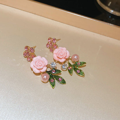 🌸 Schmuckset „Kamelie“ mit Perle und Kristallen – Elegantes Funkeln für jeden besonderen Moment✨