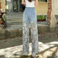 【Originaldesign】 Vintage slim fit spetsjeans för kvinnor 