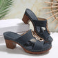 2025 Neue orthopädische Sandalen aus Leder mit Plateau und hohem Absatz für Damen