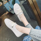 Weiße flache Schnürschuhe für Damen – atmungsaktive, weiche Innensohle