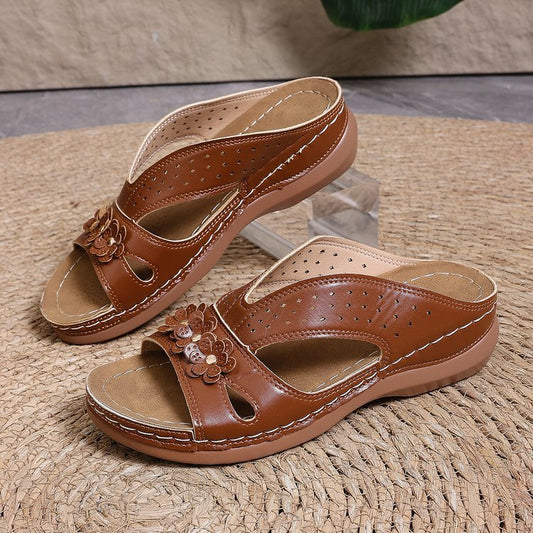 🌸 2026 Neu: Orthopädische Damen Sandalen – Blumen & Plateau
