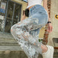 【Originaldesign】 Vintage slim fit spetsjeans för kvinnor 