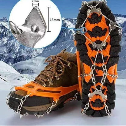 [❄️Professionell rutschfest]Edelstahl-Ketten-Steigeisen – Antirutsch-Schuhüberzüge für Schnee, Bergsteigen & Wandern