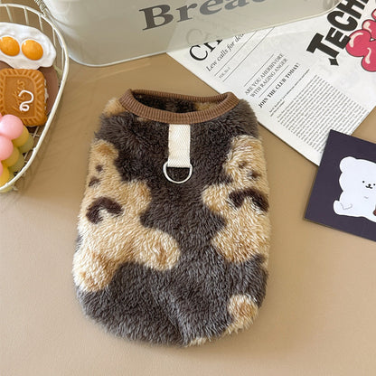 Winter-Fleece-Hundeweste – Dicke, warme Haustierkleidung mit Leinenring für Teddy, Bichon & Co.