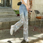 【Originaldesign】 Vintage slim fit spetsjeans för kvinnor 
