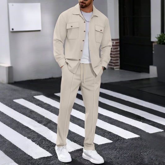 ⏰ Herren-Set aus Button-Down-Jacke und Hose aus Waben-Mesh – Lässige Passform, atmungsaktives Material und stylischer Alltagslook 👕👖