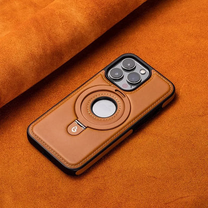 Heltäckande, stötsäkert läderfodral till iPhone med magnetiskt stativ