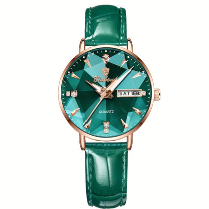 2024 Elegante Damen-Quarzuhr mit echtem Lederarmband, perfektes Geburtstags- oder Weihnachtsgeschenk
