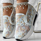 Andningsbara mesh-sneakers med blommönster – fotlänk ingår ej 