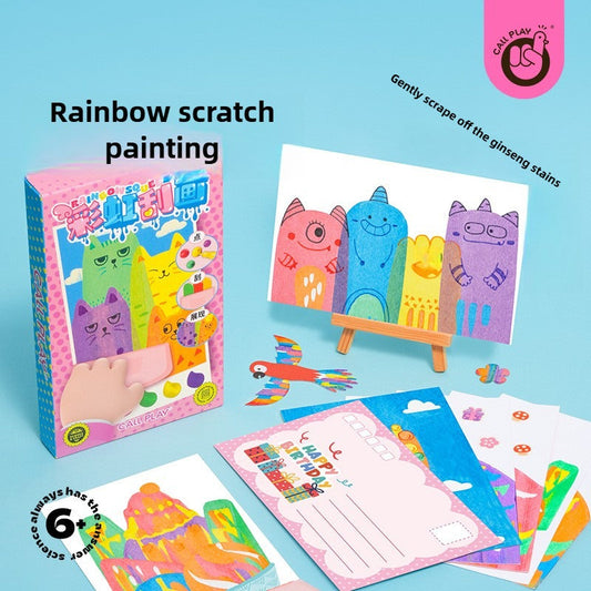 CRETOY™0265 | Kreatives Regenbogen-Kratzkunst-Set als Geschenk für Kinder