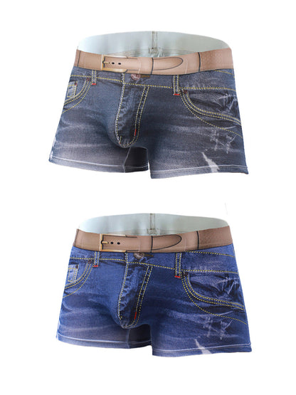 ❄️2-pack mönstrade boxershorts i bomullsdenim för män