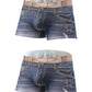 ❄️2-pack mönstrade boxershorts i bomullsdenim för män