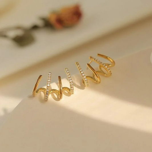 ✨ Elegante geschwungene Ohrringe mit Zirkon – elegantes und modernes Design