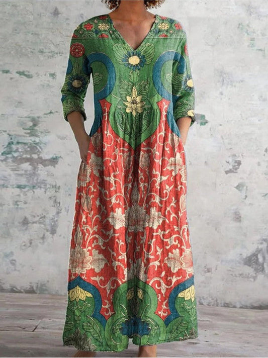 Maxikleid mit Vintage-Blumendruck