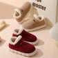 Höst- och vintertofflor med varmt plyschfoder, unisexfärgade slip-on-mönster